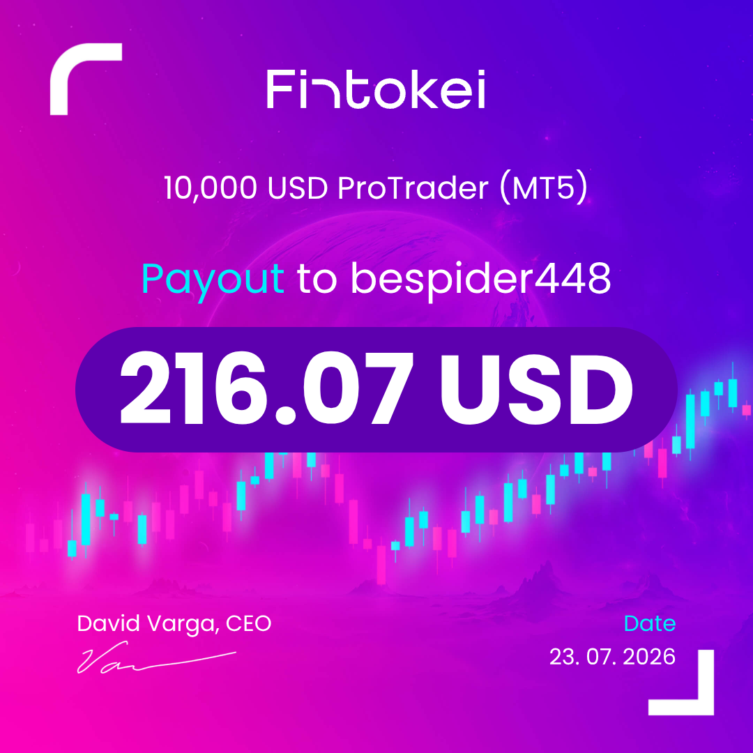 Fintokei payout certificate #9 — $216.07 received July 2026